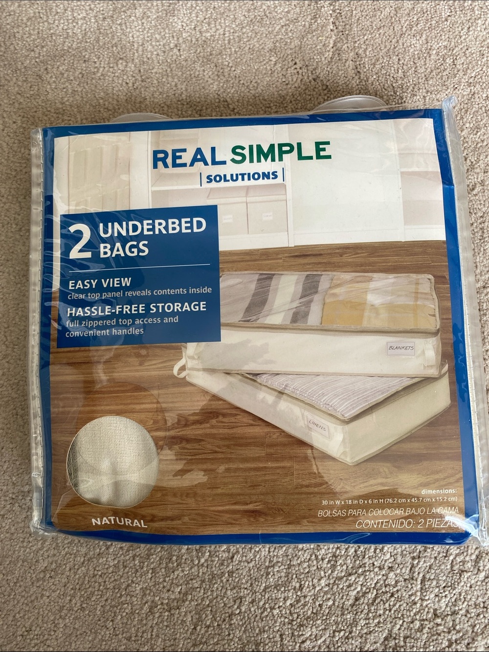 Real Simple Solutions Natural Underbed Storage Bags - 2 Pack